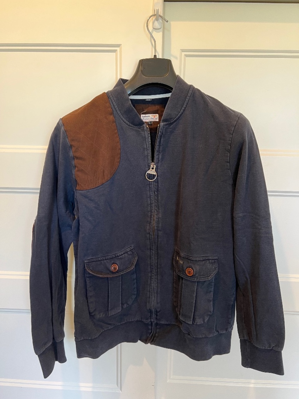 Barbour Beacon Brand Zip Up Sweatshirt with Shoulder and Elbow Patches